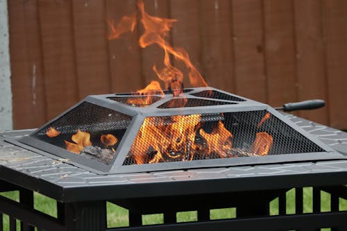 Fire Pit with Metal Lid