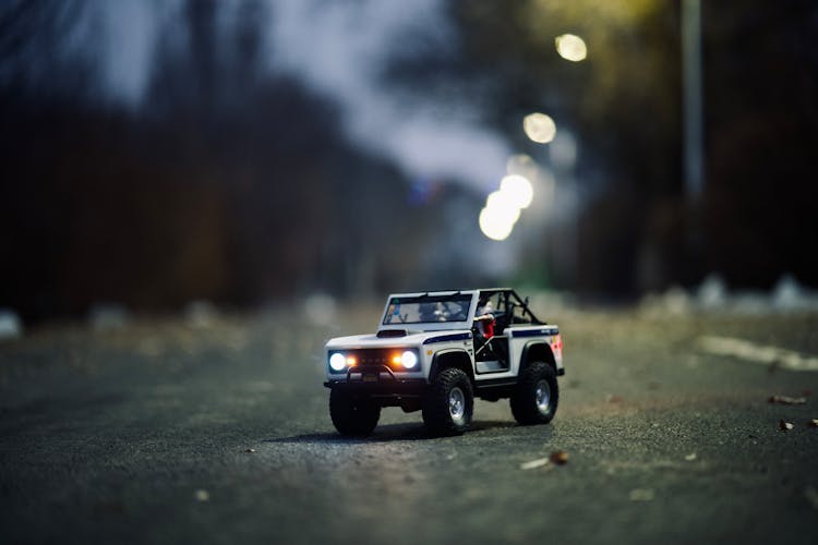 Toy Jeep On Road