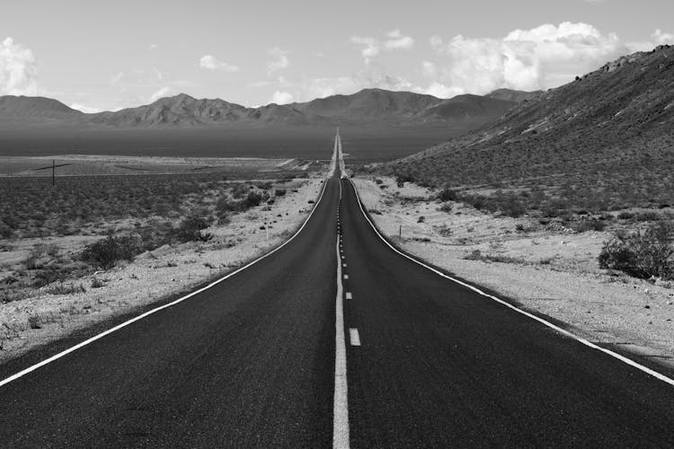 Grayscale Photo Of Road