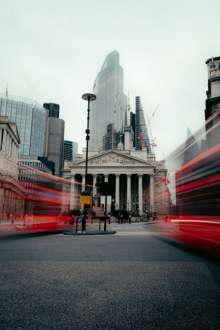 Double-decker Buses On The Streets Of London