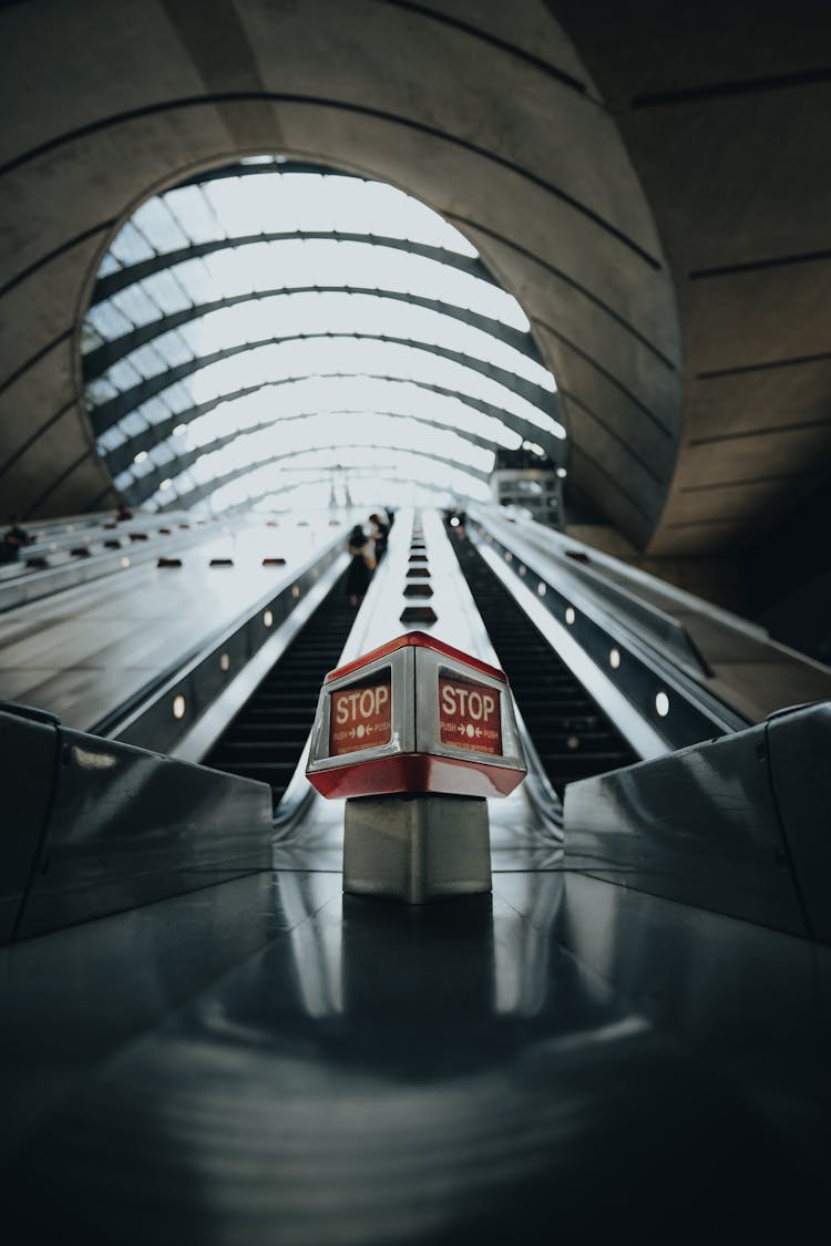 A Push To Stop Button Near Escalators