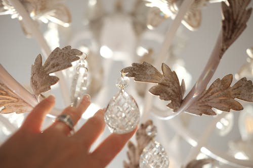 Hand reaching on Decorative Metal Leaves 