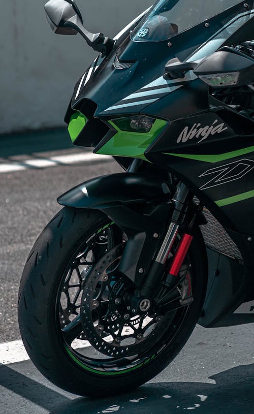 Close-Up Shot of a Kawasaki Ninja Motorcycle