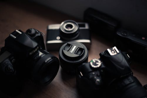 Free Close-Up Shot of a Black Digital Cameras Stock Photo