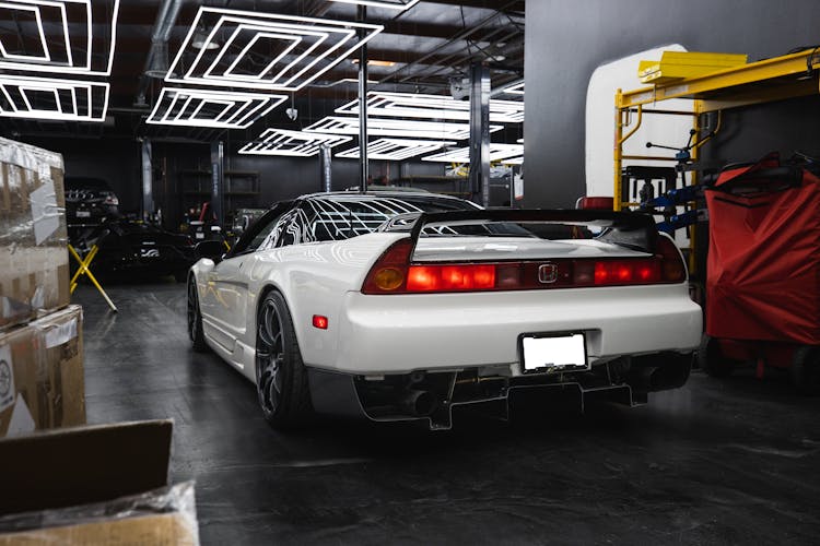Classic Sports Car Inside A Garage 