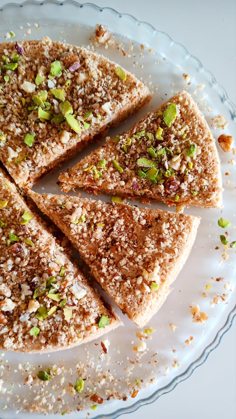 Sliced Basbousa On A Plate 