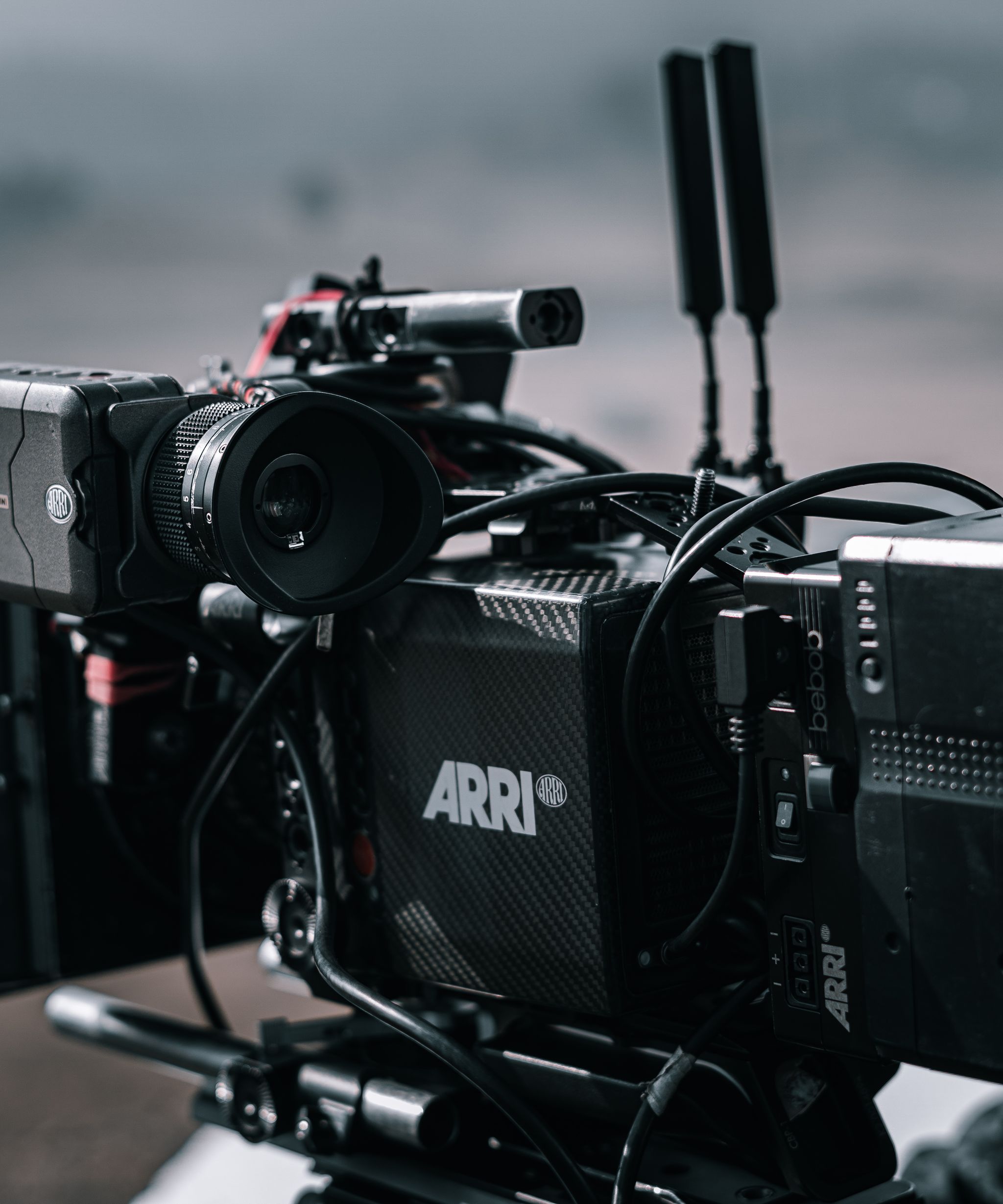 Film crew on set with a camera