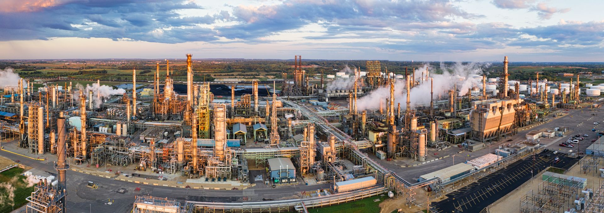 Aerial view of an industrial chemical complex