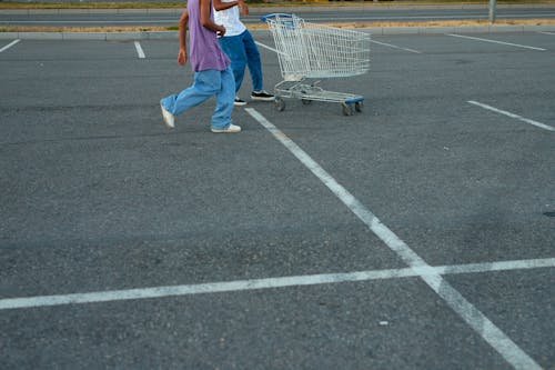 Free Two People near a Push Cart  Stock Photo