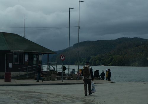 Free stock photo of big river, ferry, mountain Stock Photo