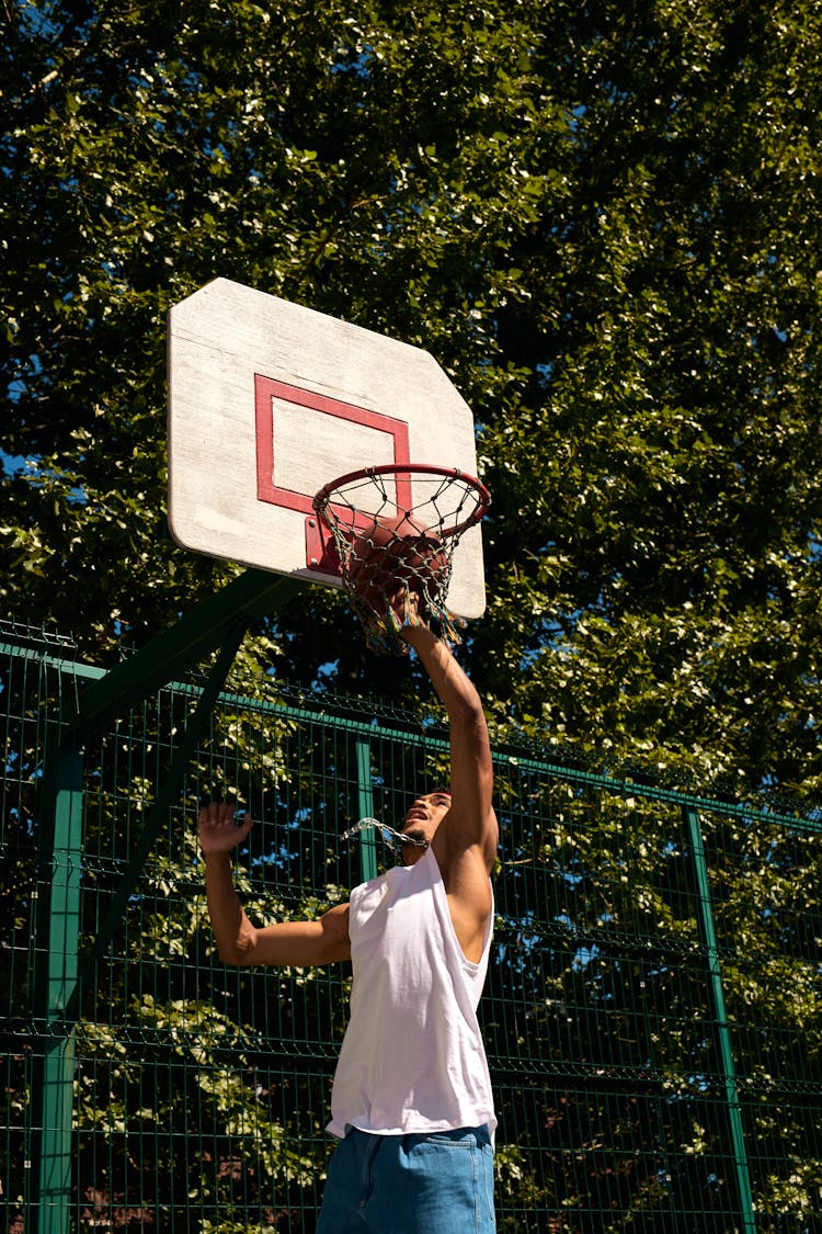 A Man Playing Basketball