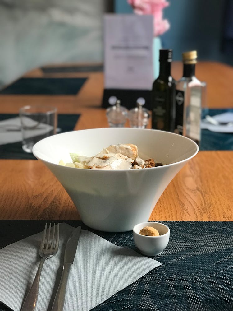 White Ceramic Bowl With Ice Cream