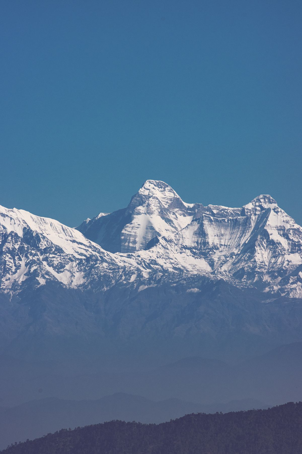 Scenic view of snow-covered Himalayan peaks visible from Nainital