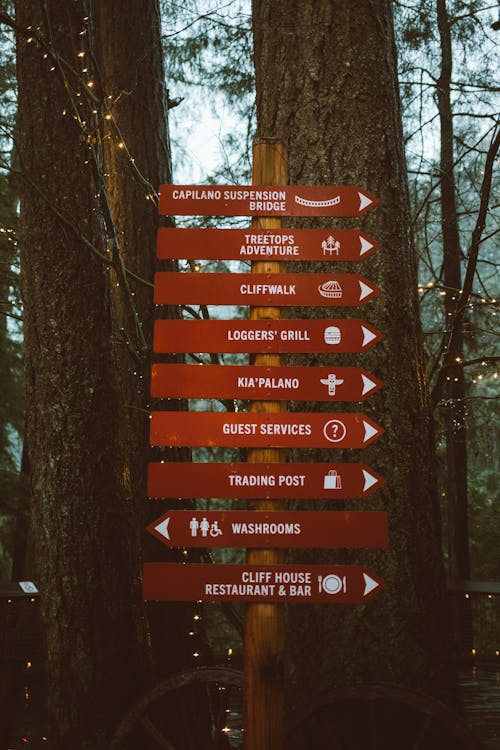 Directional Sign Standing Outdoors