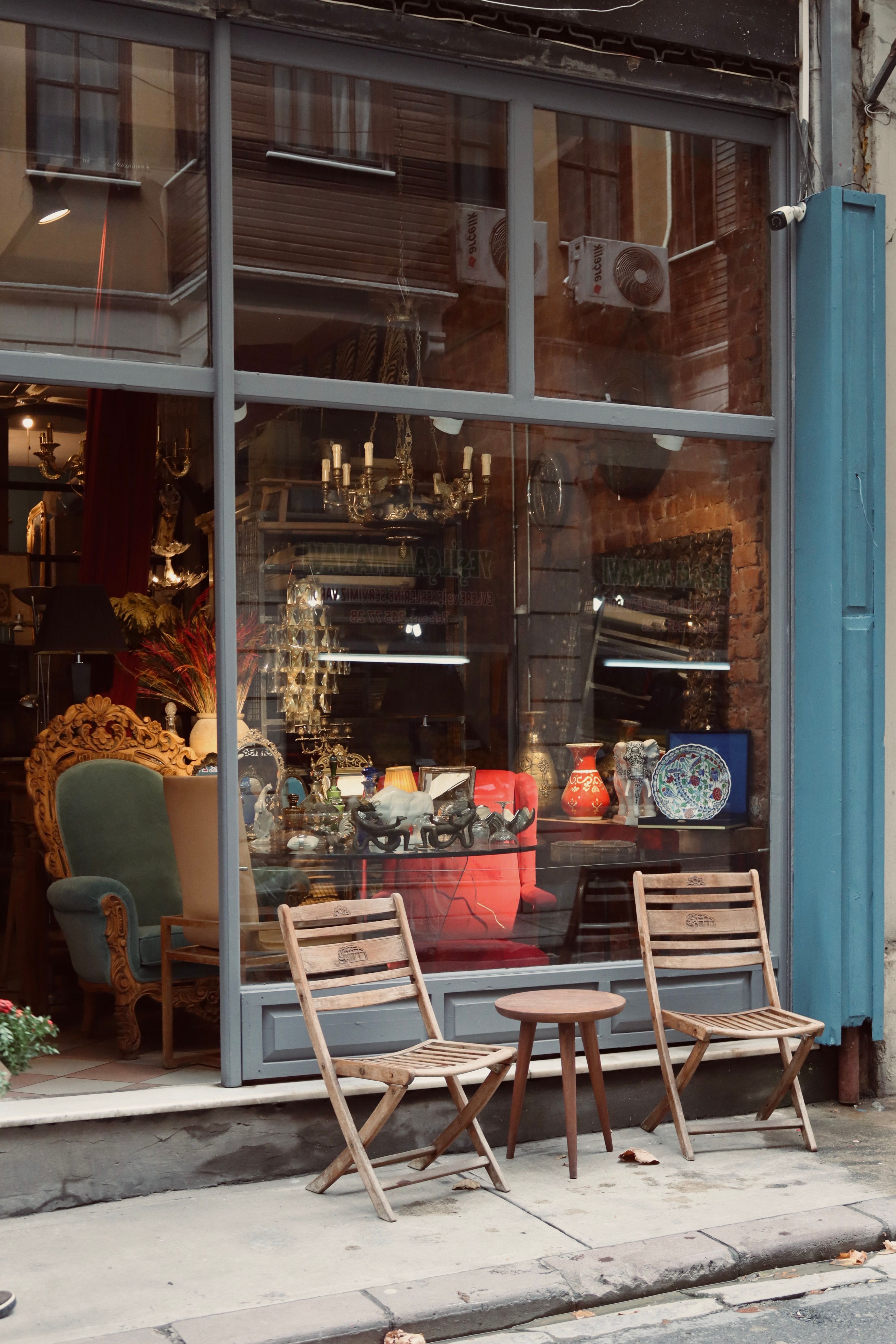 A stylish storefront with open windows