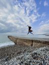 Woman Jumping on Seaside