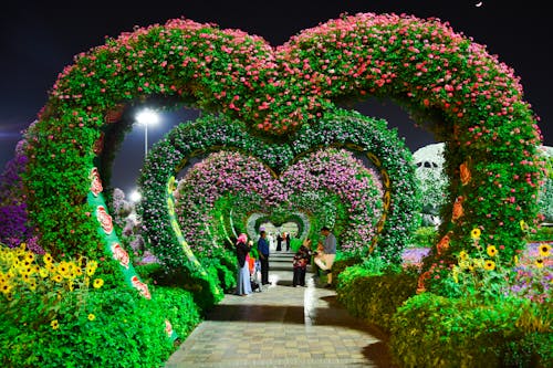 Heart-shaped Pink and Purple Flower Garden