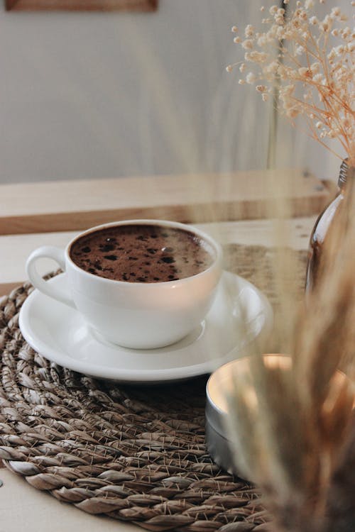 Free A Cup of Hot Chocolate on a Saucer Stock Photo