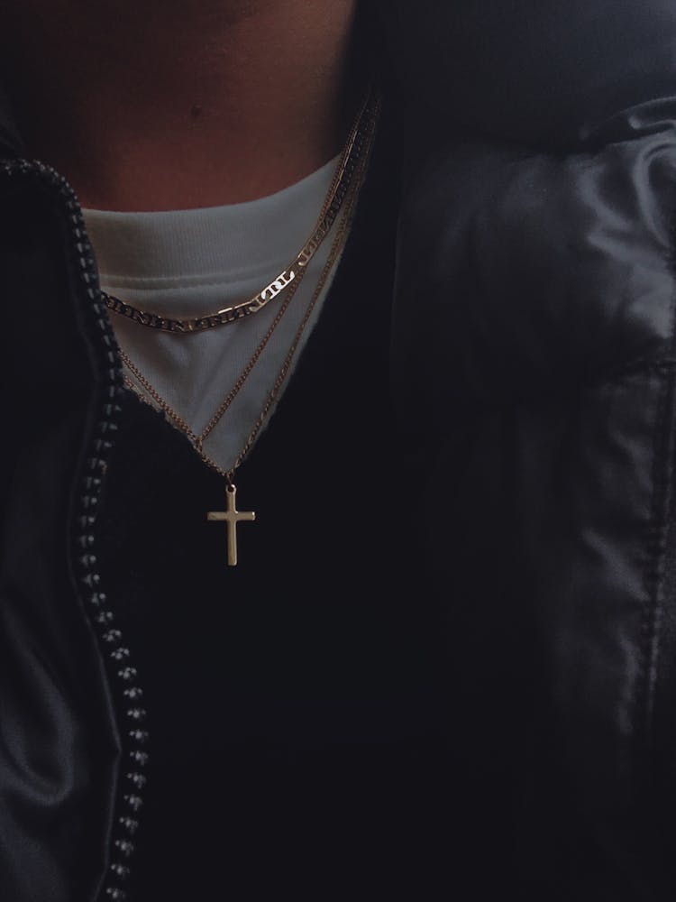 Man Wearing Cross Necklace