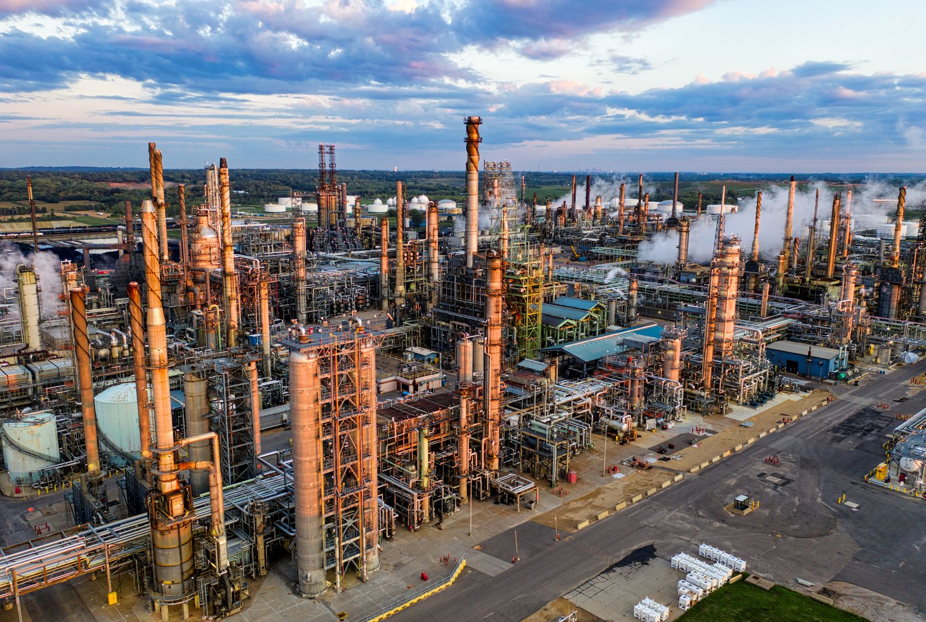 An aerial view of a chemical processing plant
