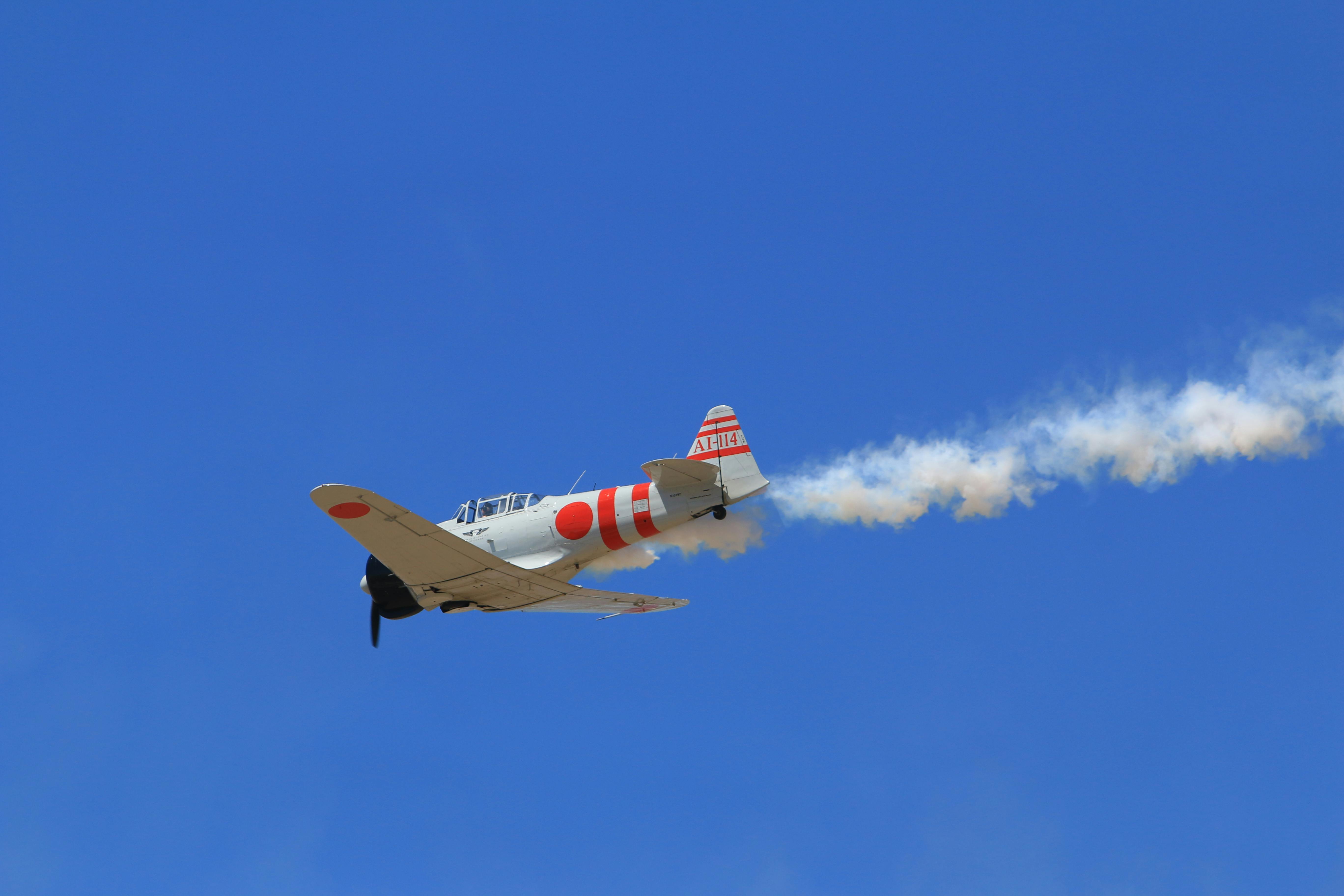 Free stock photo of airplane, blue sky, smoke trail