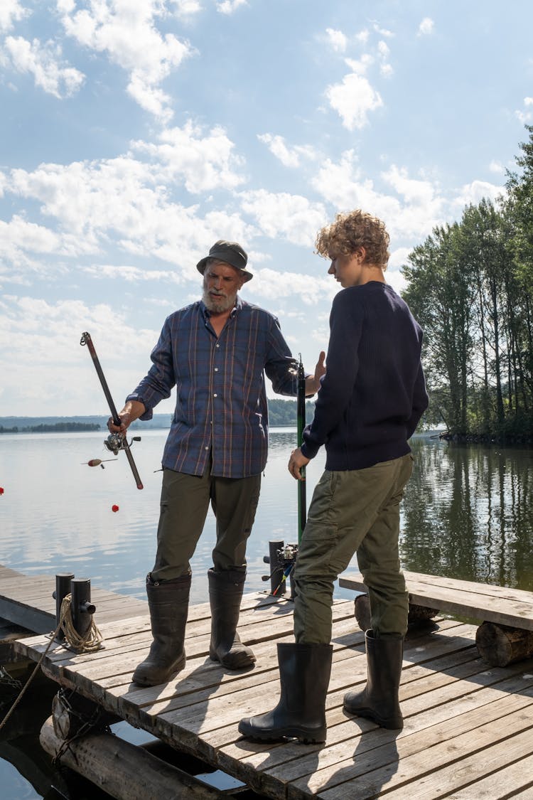 Grandfather And Grandson Fishing