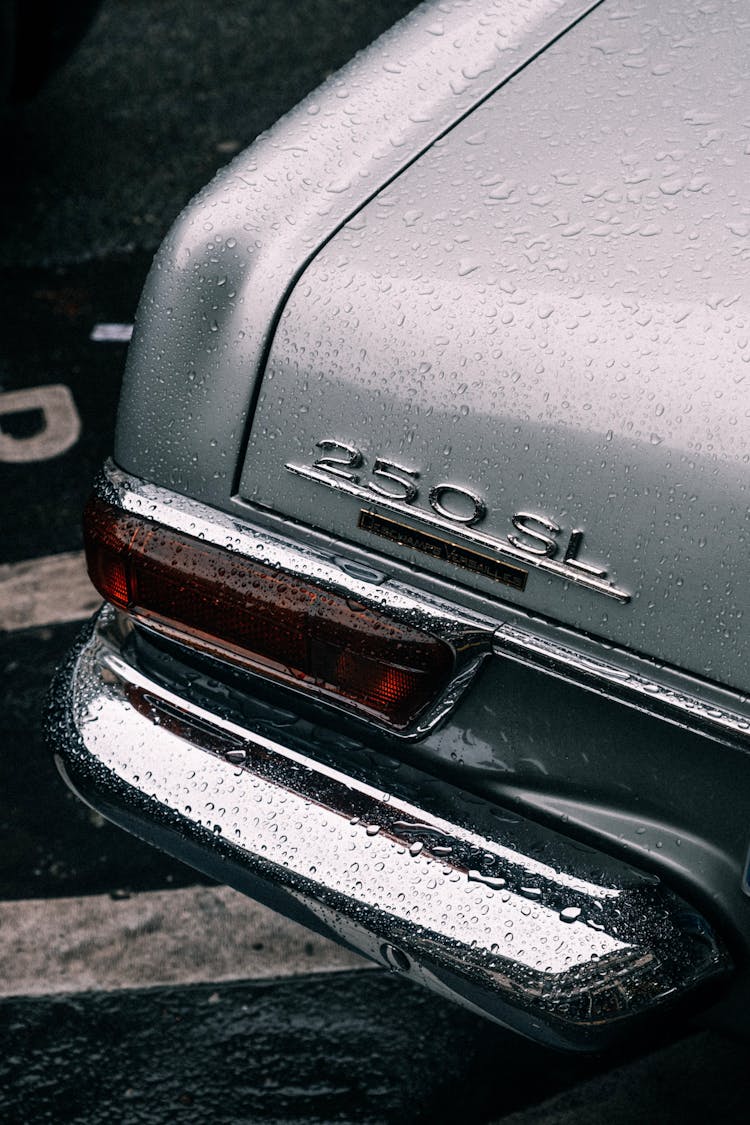 Close Up Of A Car In Rain