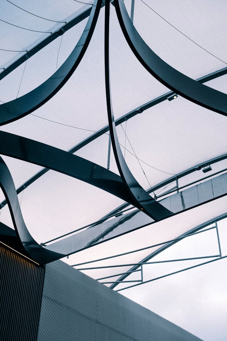 Steel Construction Under A Glass Ceiling