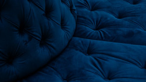 Blue Velvet Fabric Covering on a Furniture