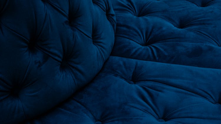 Blue Velvet Fabric Covering On A Furniture