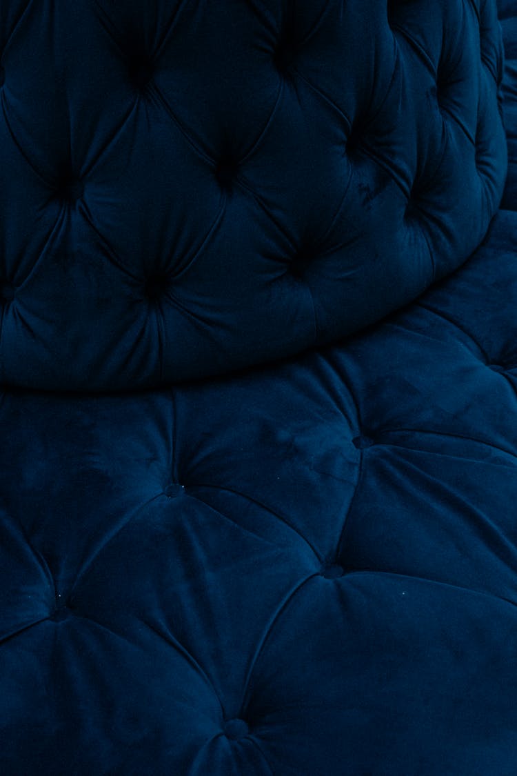 Close-up Of Luxury Blue Furniture Fabric