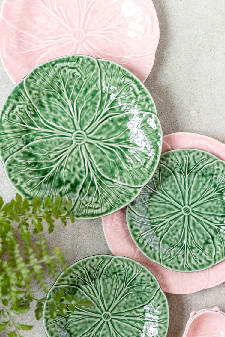 Ceramic Plates In Leafy Design