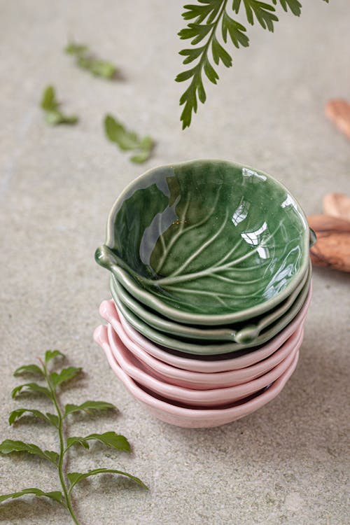 Free Close Up Photo of Stacked Ceramic Bowls
 Stock Photo