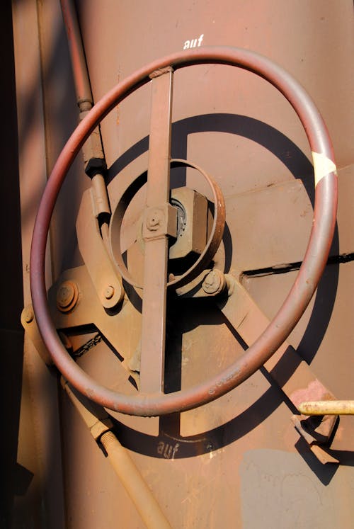 Iron Ship Door Lock Wheel in Close-up