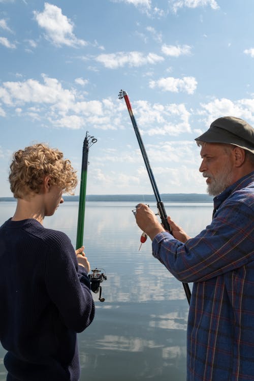 Grandfather and Grandson Fishing
