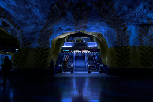 Escalators Inside a Subway Station