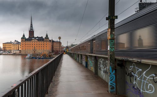 Walkway Beside a Train 