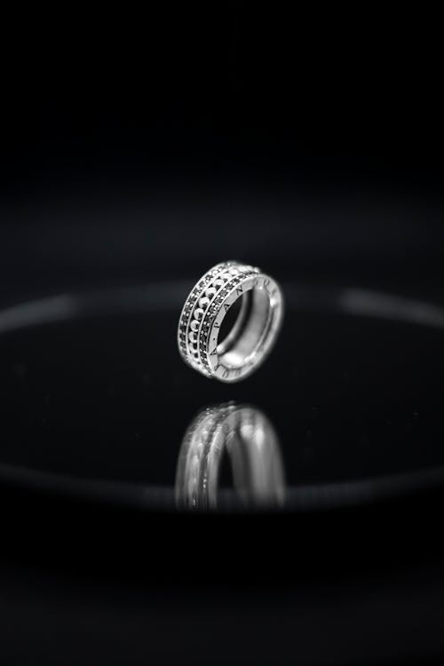 Close-up View of Ring with Diamonds