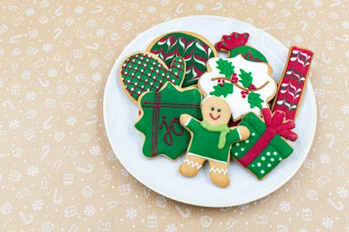 Christmas Cookies on a Ceramic Plate