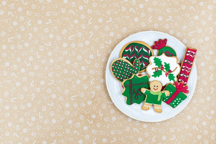 Variety Of Christmas Cookies On A Plate