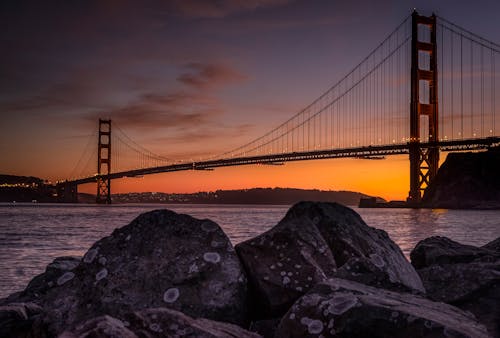 Suspension Bridge Over Body of Water