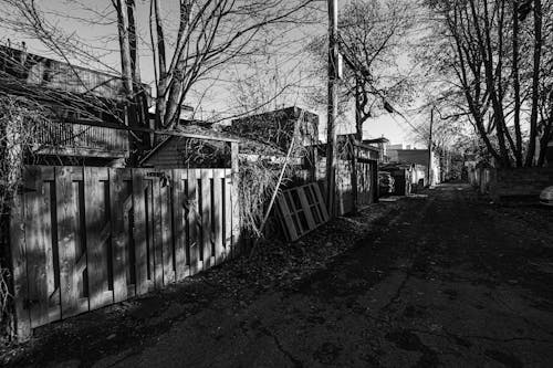 Free stock photo of alleyway, big city, black and white Stock Photo