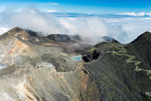 White Clouds Beside a Volcano