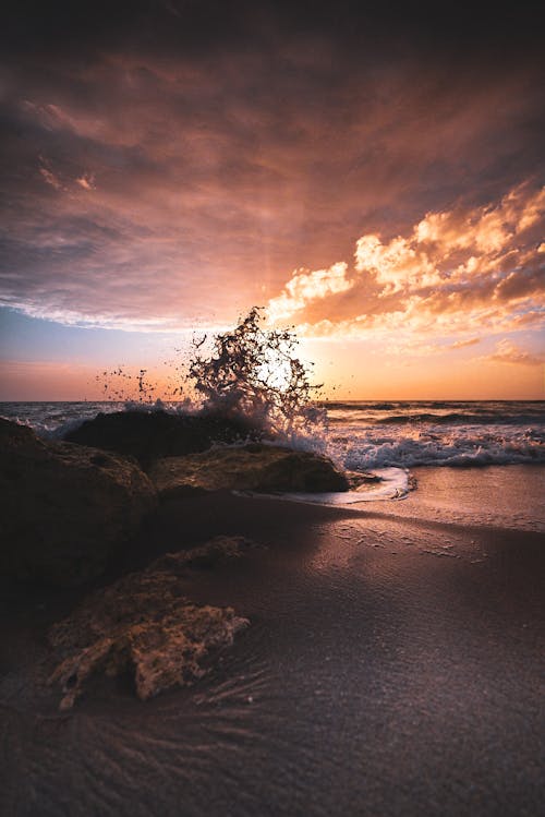 Ocean Waves Crashing on the Shore