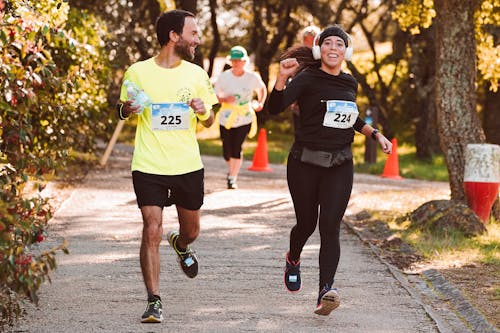 Free A Man and Woman doing Marathon Stock Photo