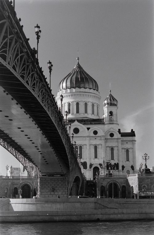 Free Black and white photo of Christ the Saviour Cathedral in Moscow showing architectural grandeur. Stock Photo