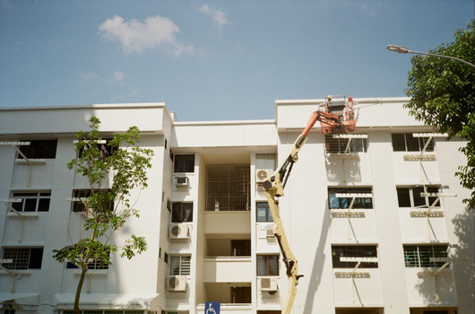 Hoist near Apartment Building