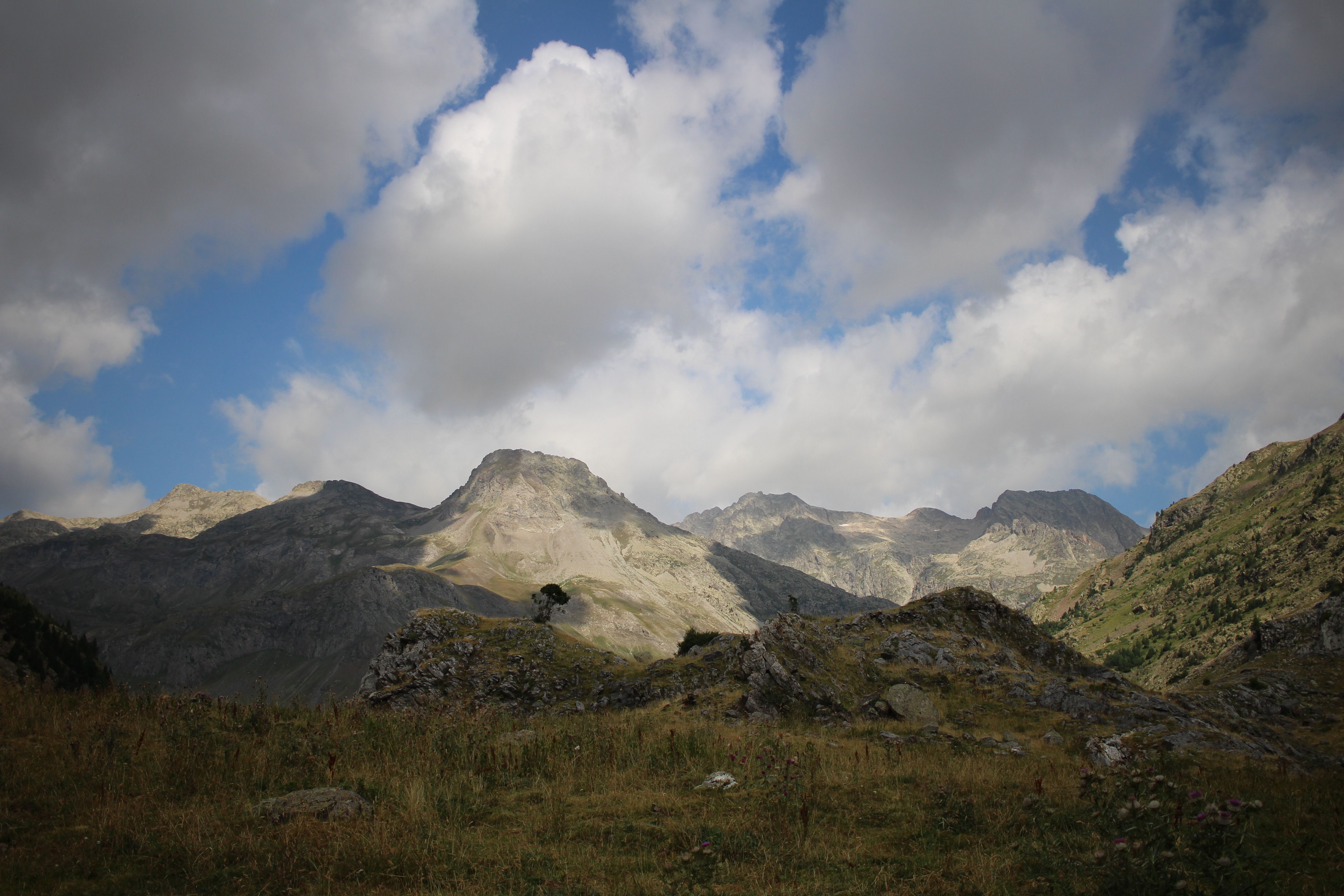 Green Grass Field Near Mountain Under White Clouds and Blue Sky · Free ...