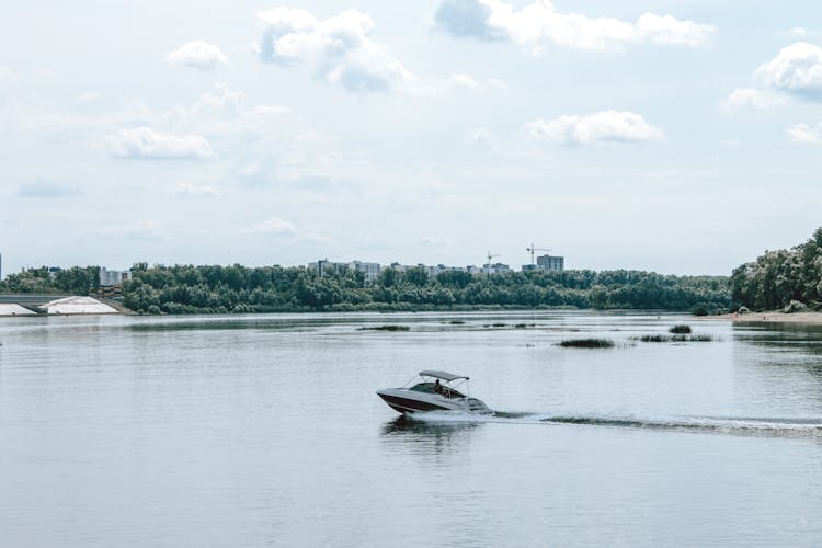 Speedboat Cruising On A Lake