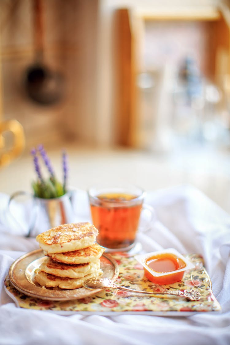 Pancakes And Tea On Table